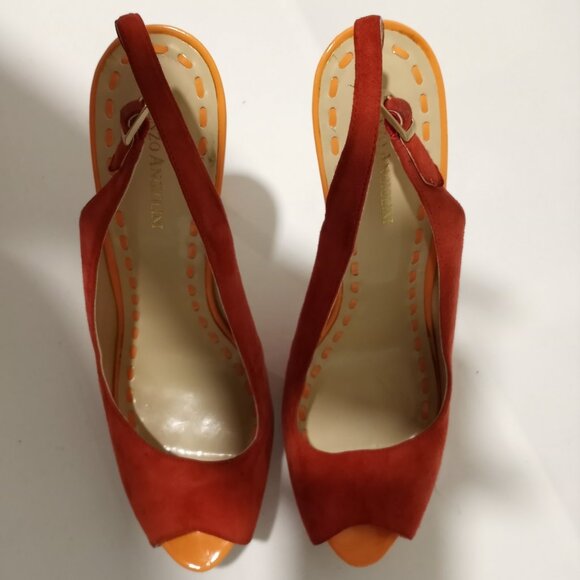 ENZO ANGIOLINI PLATFORM PUMPS IN TWO TONE ORANGE SUEDE WOMENS SIZE 10M - Picture 7 of 10